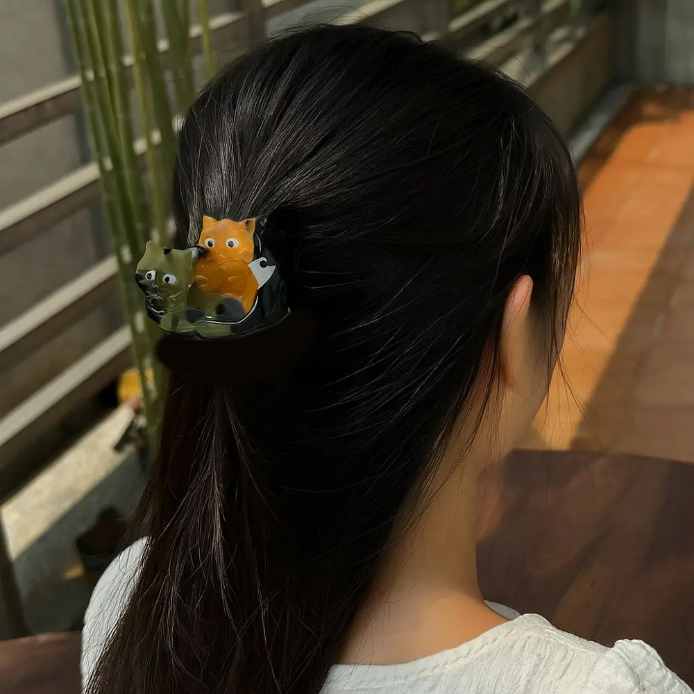 Cute Acetic Acid Acetate Cat Hair Claw Cartoon Pet Animal Hair Clip Korean Style Headdress Shark Clip Daily