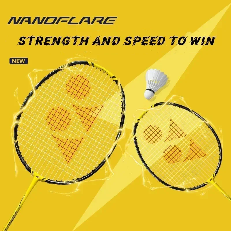 Yonex Customizable Pounds and String Badminton Racket Yy Ultra-light Carbon NF 1000Z Yellow Professional Badminton Racket Set 4U