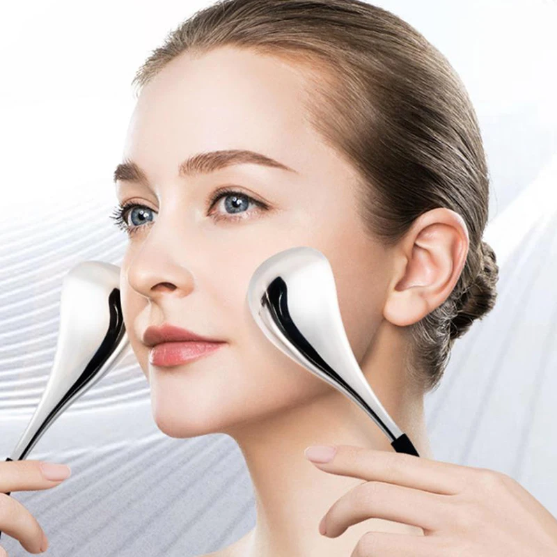 Globi di ghiaccio Strumento per la cura della pelle del viso per viso e occhi Bastoncini criogenici di bellezza in acciaio inossidabile per donne Raffreddamento Spa Globes Rullo freddo