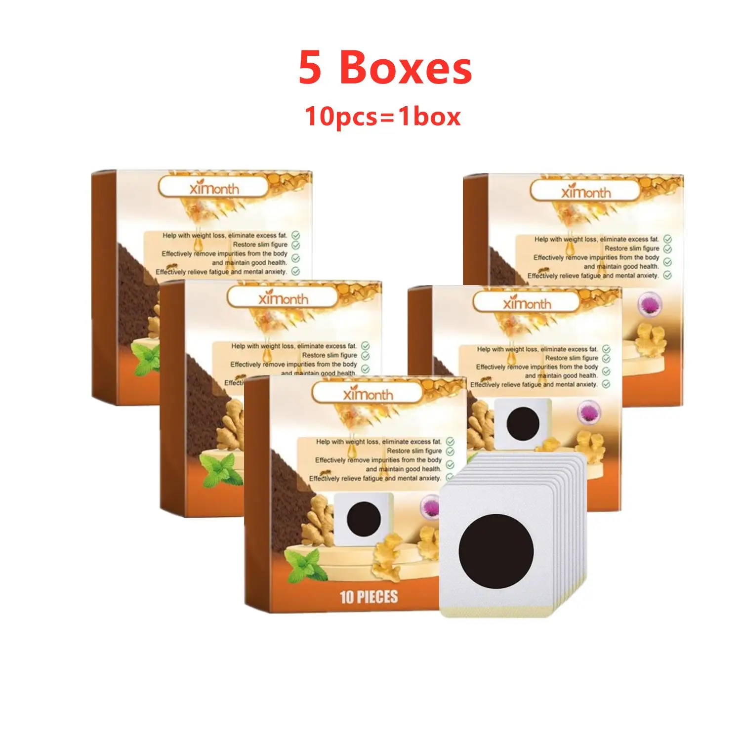 5 Box Bee Circulatoire Drainage Afslankpleister Gewichtsverlies Vetverbrandende Buik Slanke Plekken Maagsticker Gezondheidszorg