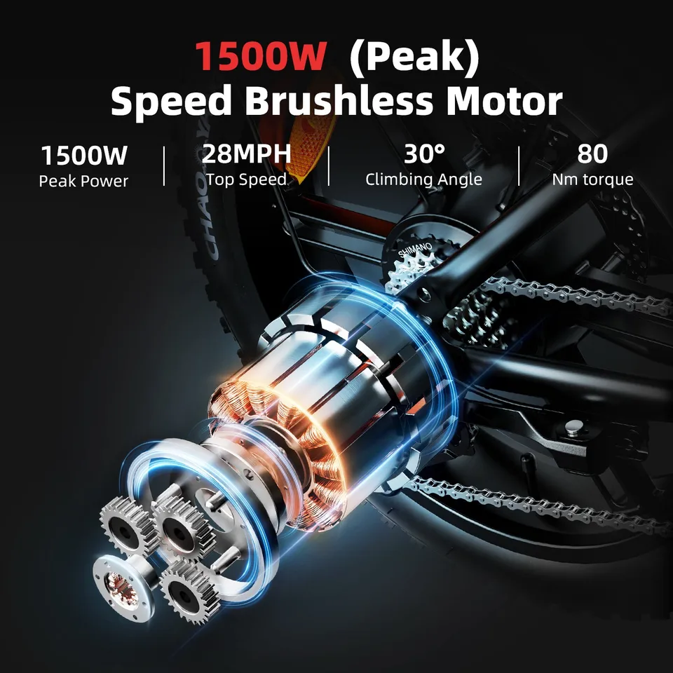 1500W 48V 20AH Electric Bike 20" Fat Tire All Terrain Ebike E-Bicycle US image 5