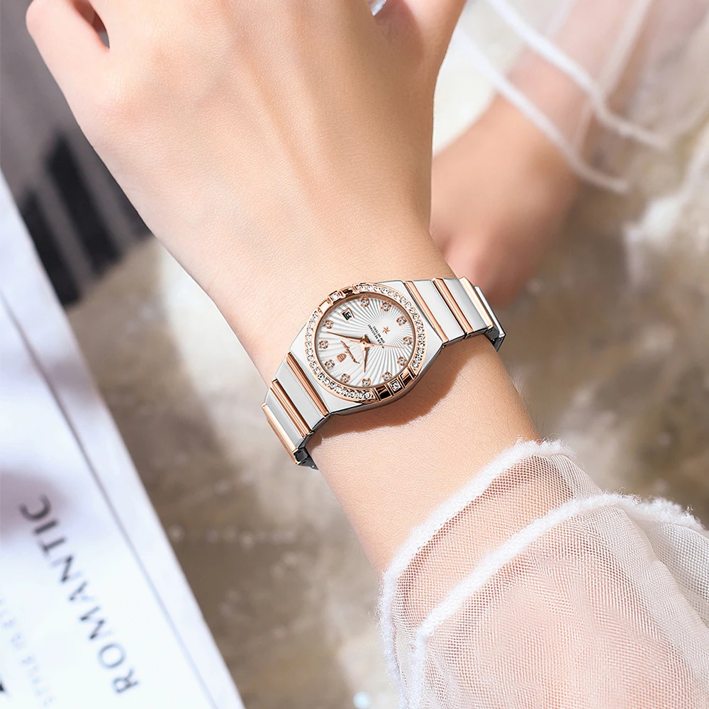 POEDAGAR Luxury Women\'s Watches Elegant Fashion Original Quartz Watch for Ladies Waterproof Luminous Date Wristwatch Ripple Dial