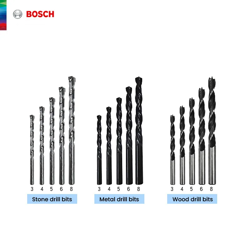 Bosch Electric Drill Bits Mixed Kit 15Pcs 3/4/5/6/8mm Drill Set for Wood/metal/stone Woodworking Drill Accessories Hole Punch