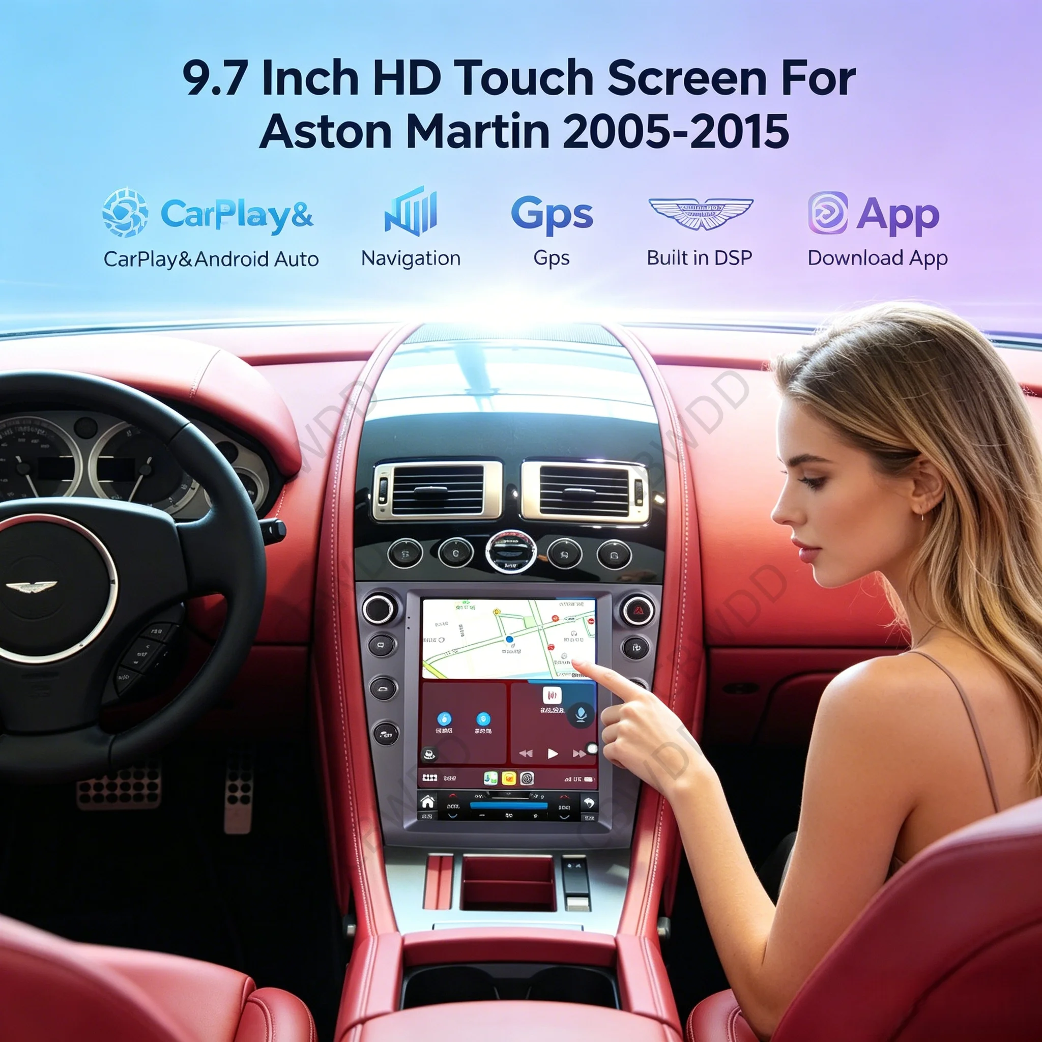 

For Aston Martin 2005-2015 Carplay 9.7" Screen Android 14 Car GPS Navigation Multimedia Player Car Radio Tape Recorder Head Unit