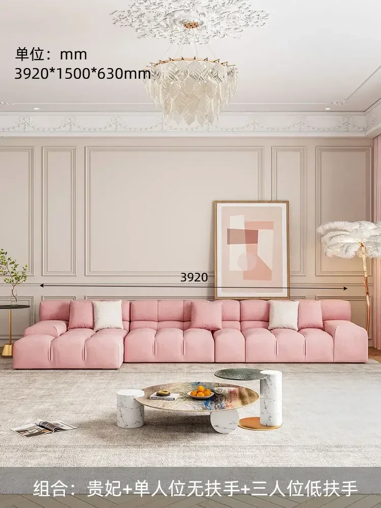 A48 Furniture Fabric Sofa Light Luxury Italian Minimalist Large Flat Floor Living Room Simple French Style