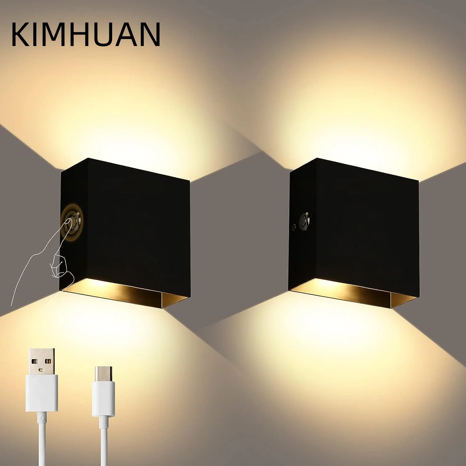 

2000mAH USB C Rechargeable Wall Light Dimmable Touch Wall Lamp Sconce Lighting Indoor for Living Room Bedroom Balcony Hallway