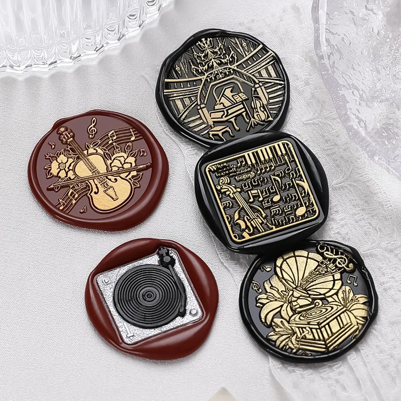 Music Seal Wax Stamps Recorder Harp Piano Saxophone Head For Cards Envelopes Wedding Invitations Scrapbooking