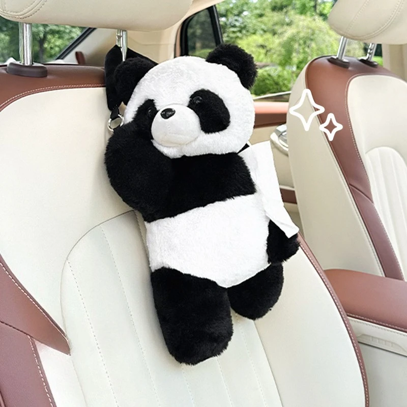 1pc Plüsch Panda Auto Tissue Halter Boxen Auto Rücksitz Hängen Tissue Tasche Box Plüsch Halter Abdeckung Auto Spielzeug Innen dekoration – Detail 2