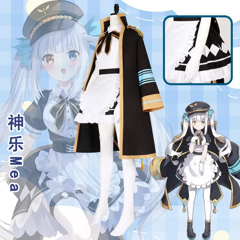 فستان تنكري من أنيمي YouTuber Hololive Mea قبعة الرأس للفتيات والنساء زي تنكري لحفلات الهالوين