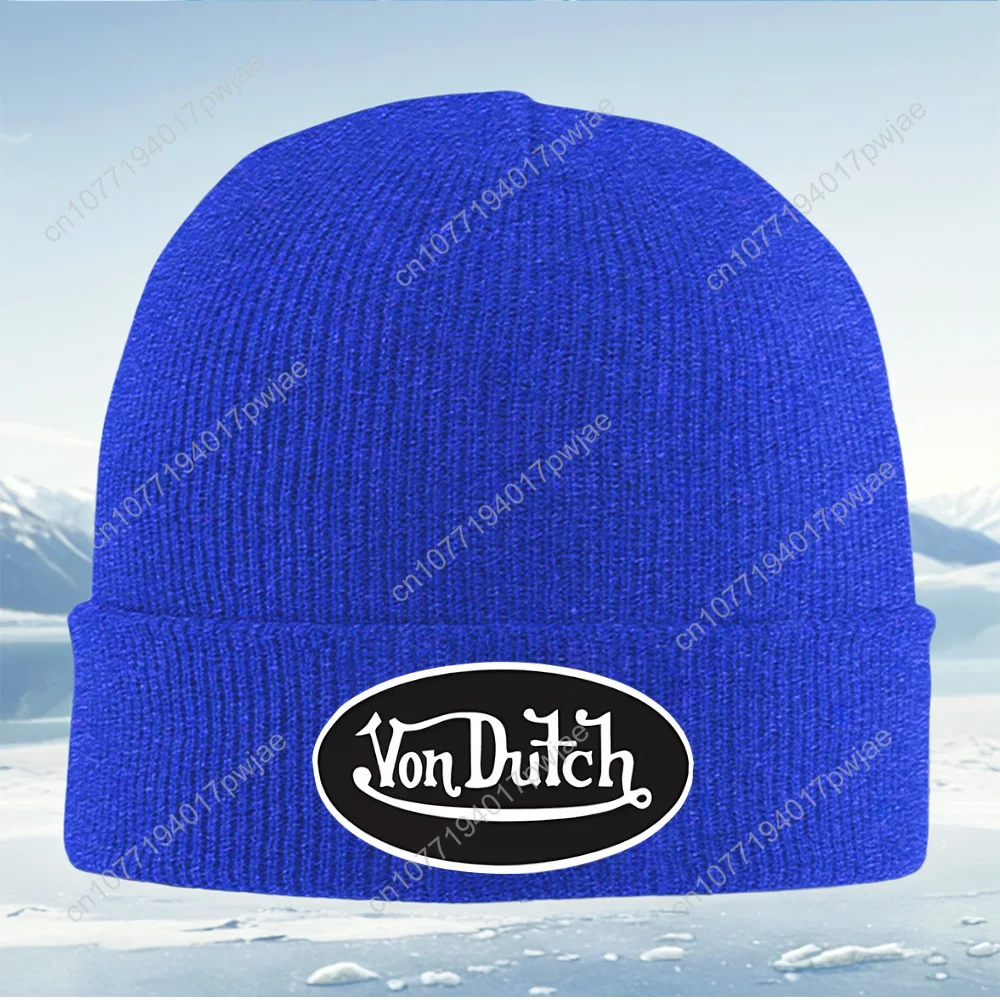 Von Nederlandse belettering logo ovaal frame Heren Dames Unisex Gebreide muts Beanie Pullover Cap Winter Thermisch Warm Kerstmis Outdoor Cycli