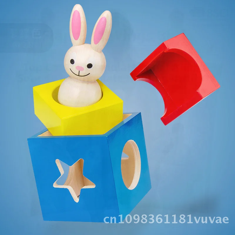 لعبة تدريب على التفكير المنطقي على شكل أرنب خشبي مع مكعبات بناء مقسمة ليلاً ونهارًا للأطفال التعليمية المعرفية #3