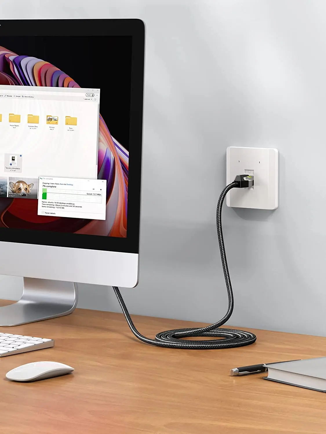 Cavo Ethernet UGREEN Cat 7 Cavo Internet intrecciato ad alta velocità da 3,3 piedi Cavi di rete LAN pesanti per interni schermati Cat7 RJ45