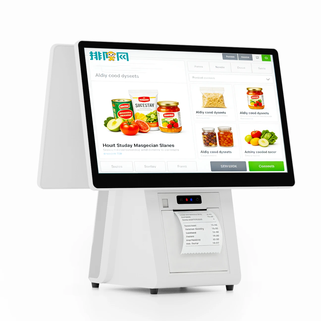 White All-in-One POS System with Touch Screen Windows OS Cash Register Business Management Terminal and Built-in Printer