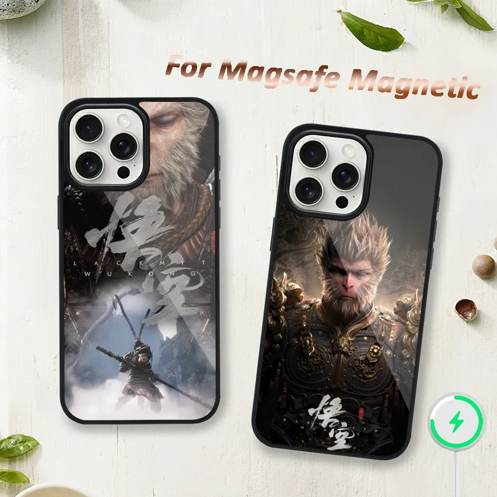 Hot Game Black Myth Wukong Cool Phone Case For iphone 11 12 Plus Max 13 14 Mini Pro 15 Magsafe Magnetic Wireless Charging Shell