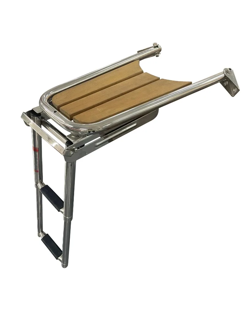 Marine fittings Teak platform with 316 stainless steel 2/3 step ladder, marine bow strut