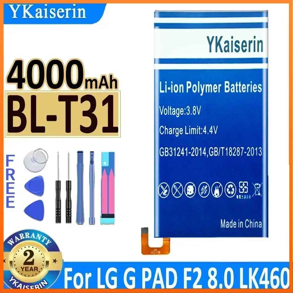 YKaiserin 4000mAh BL-T31 Battery for LG G PAD F2 8.0 LK460 SPRIN Replacement Mobile Phone Batteries Warranty One Year + Track NO