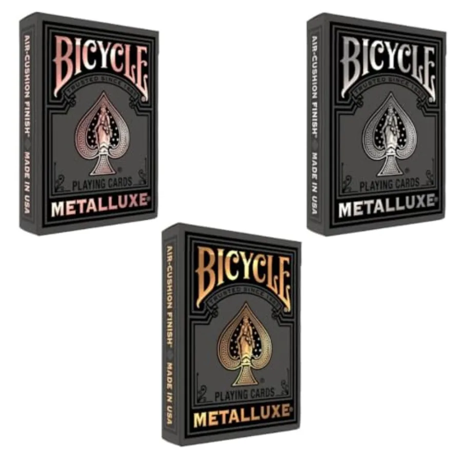 

Black Metalluxe Includes Gold, Silver, and Rose Gold Playing Card Decks