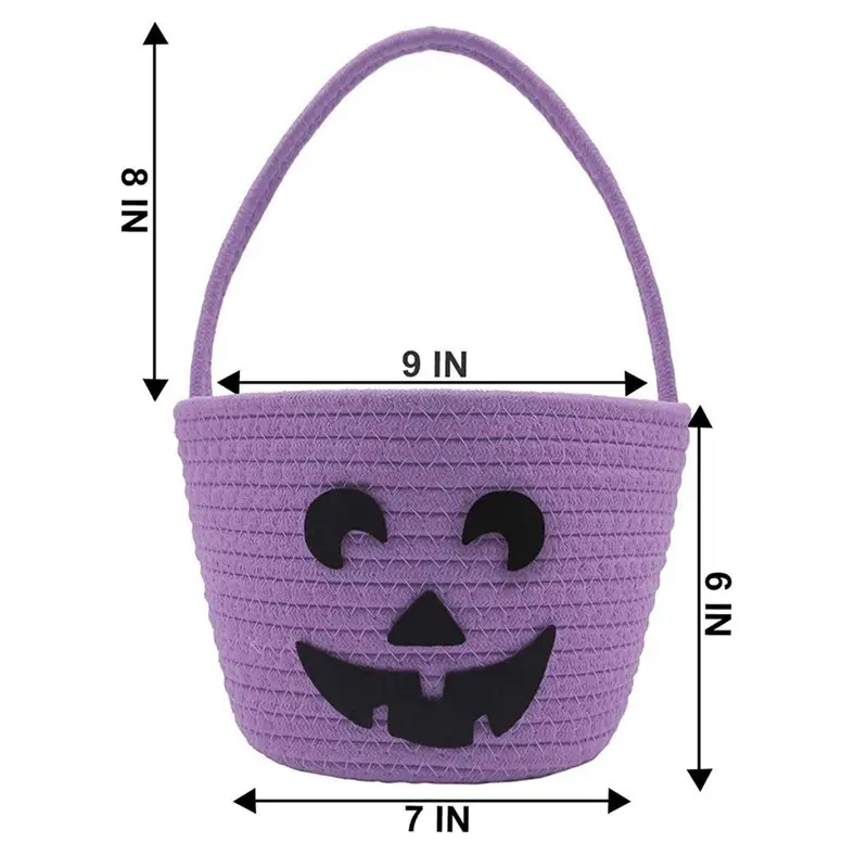 سلة الهالوين MACH-2X للأطفال، سلة خدعة أو علاج، دلو حلوى اليقطين اللطيف، حقائب للبنات/الأولاد سلال هدايا فارغة