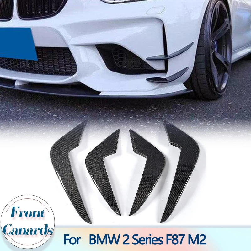 Car Carbon Fiber Front Bumper Canards For BMW F87 M2 Coupe 2-Door 2016 2017 Racing Fog Lamp Air Vent Trims Side Fins Canards