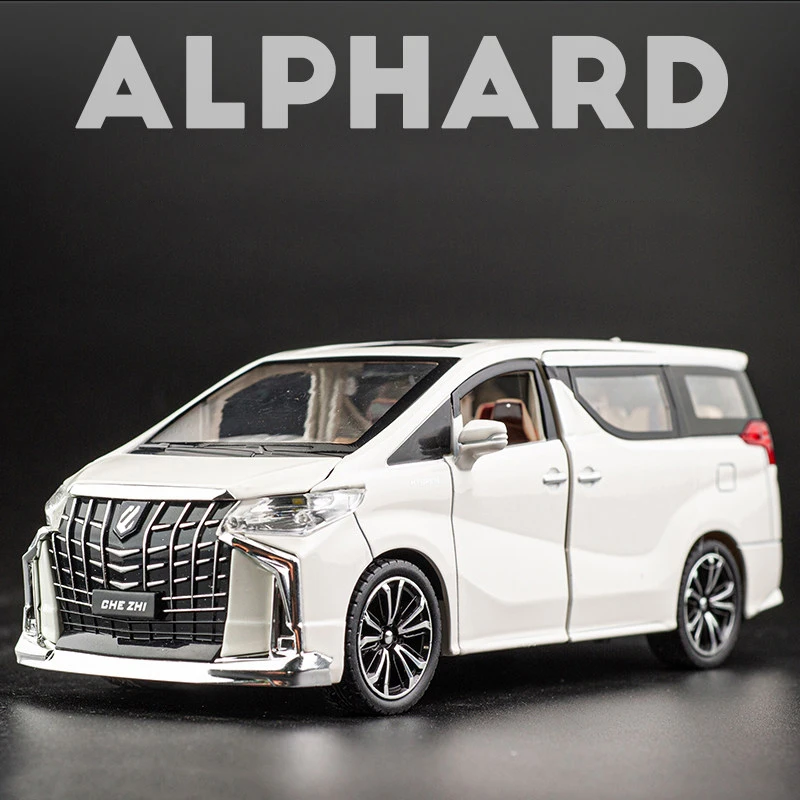 1:24 Toyota Alphard MPV Alloy Die Cast Toy Car Model Sound and Light Pull Back Children\'s Toy Collectibles Birthday gift