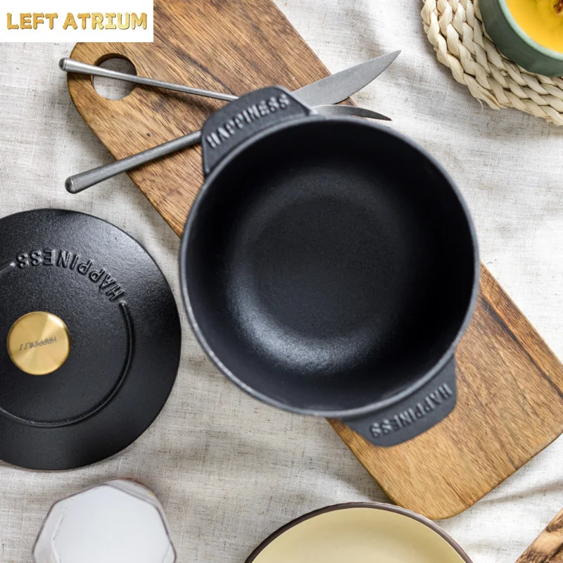 Xiaoxingfu Cast Iron Stew Pot Non Stick Coating Free Mini Rice Cooker Multi Function Soup Pot for Home