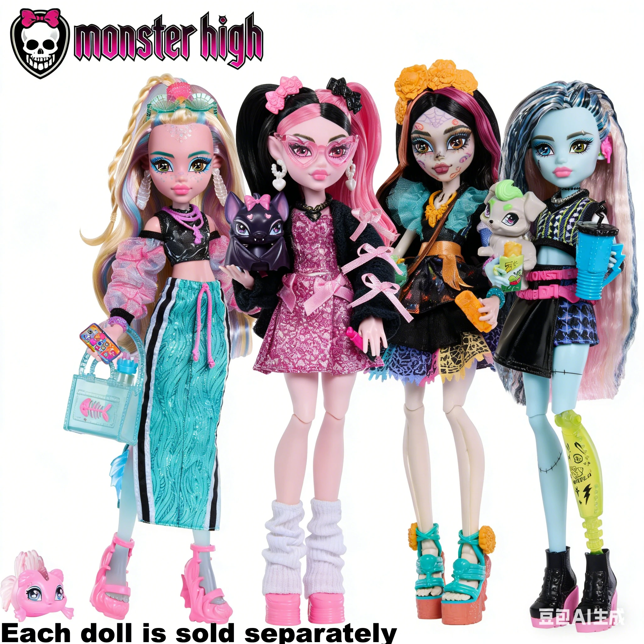 

2026 New Original Mattel Monster High Doll Skelita Draculaura Frankie Stein Lagoona Blue with Pet Toys for Girls Gifts JHK34