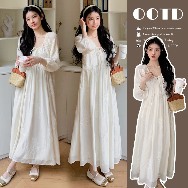 robe-de-maternite-blanche-printemps-automne-2026-style-minimaliste-doux-taille-haute-ample-broderie-manches-longues-robe-longue-pour-femmes-enceintes