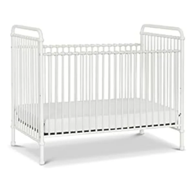 Namesake Abigail 3-in-1 Convertible Metal Crib in Washed White, Greenguard Gold Certified