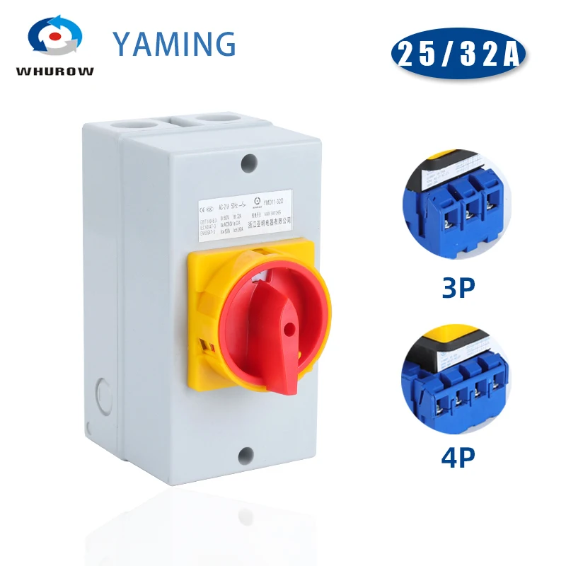 

YMD11 Series Isolator Switch OFF-ON 25A 32A 3/4P Rotary Changeover Cam Main Interruptor Disconnect Safty Control Circuit LW30