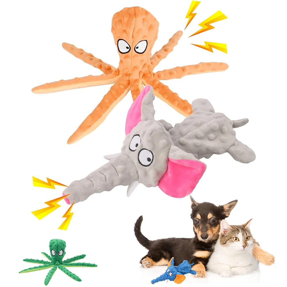 Cartoon Animals Dog Chew Toys Plush Resistance To Bite Squeaky Sound Pet Toys for Small Large Dogs for Cleaning Teeth Supplies