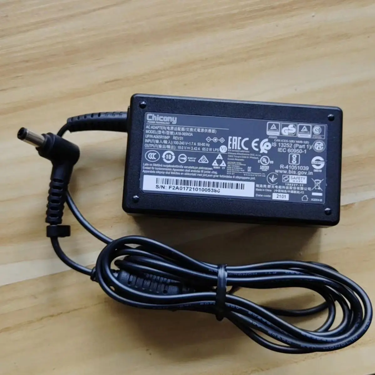 Genuine Chicony 19V 3.42A 65W Laptop AC DC Adapter Charger A18-065N3A A065R184P A065R216P For Notebook Power Supply DC 5.5x2.5mm