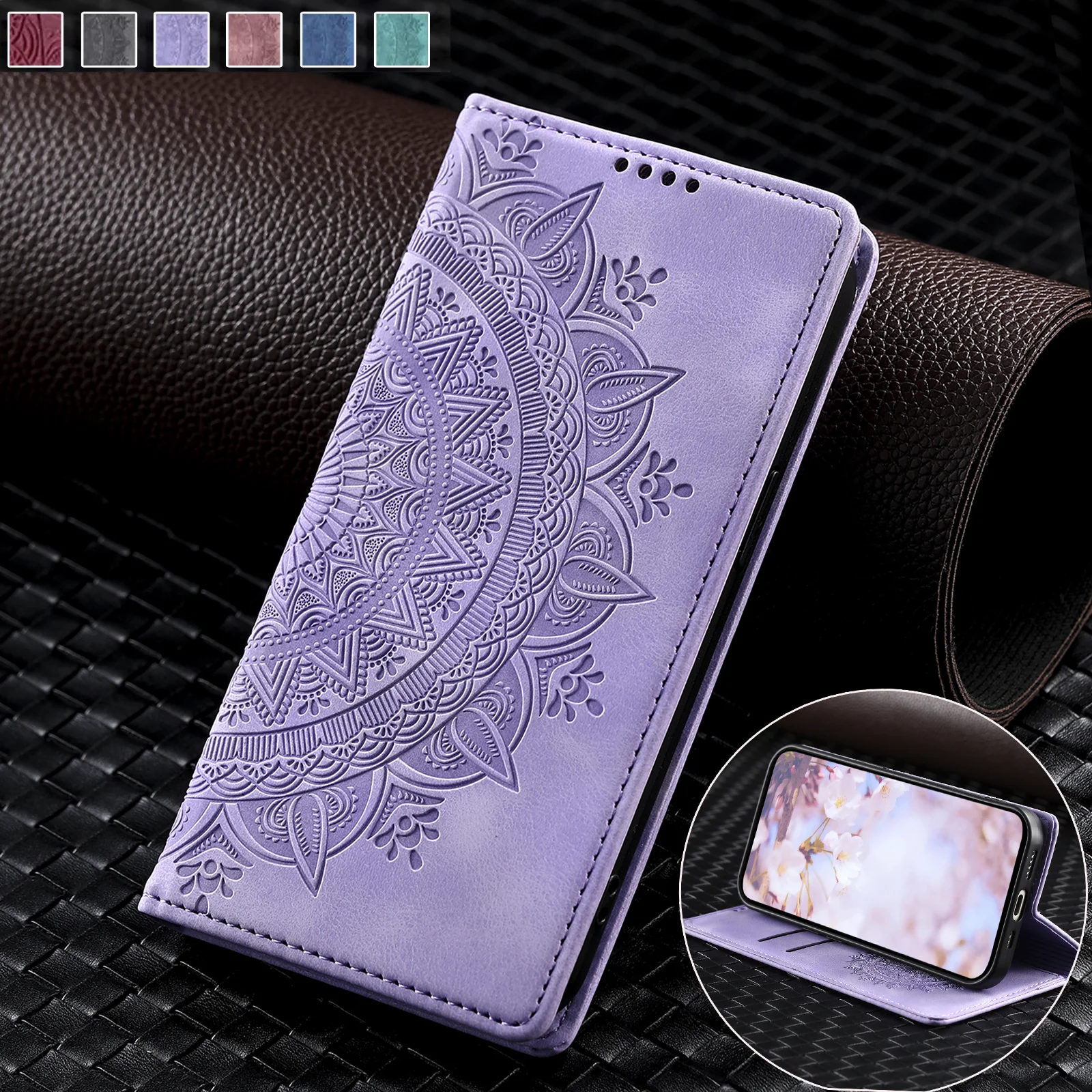 Geprägte Totem Flip PU-Lederhülle für Xiaomi RedMi Note 15 14 13 Pro Plus + 15C 14C 13C 5G Brieftaschen-Handyhülle mit Kartenfach