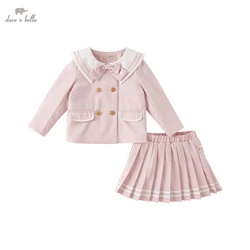 Dave Bella Infant Toddler Baby Kid Girls Clothes Set Purple Pink Tops Short Skirts Outfits Princess Clothes DB1230303