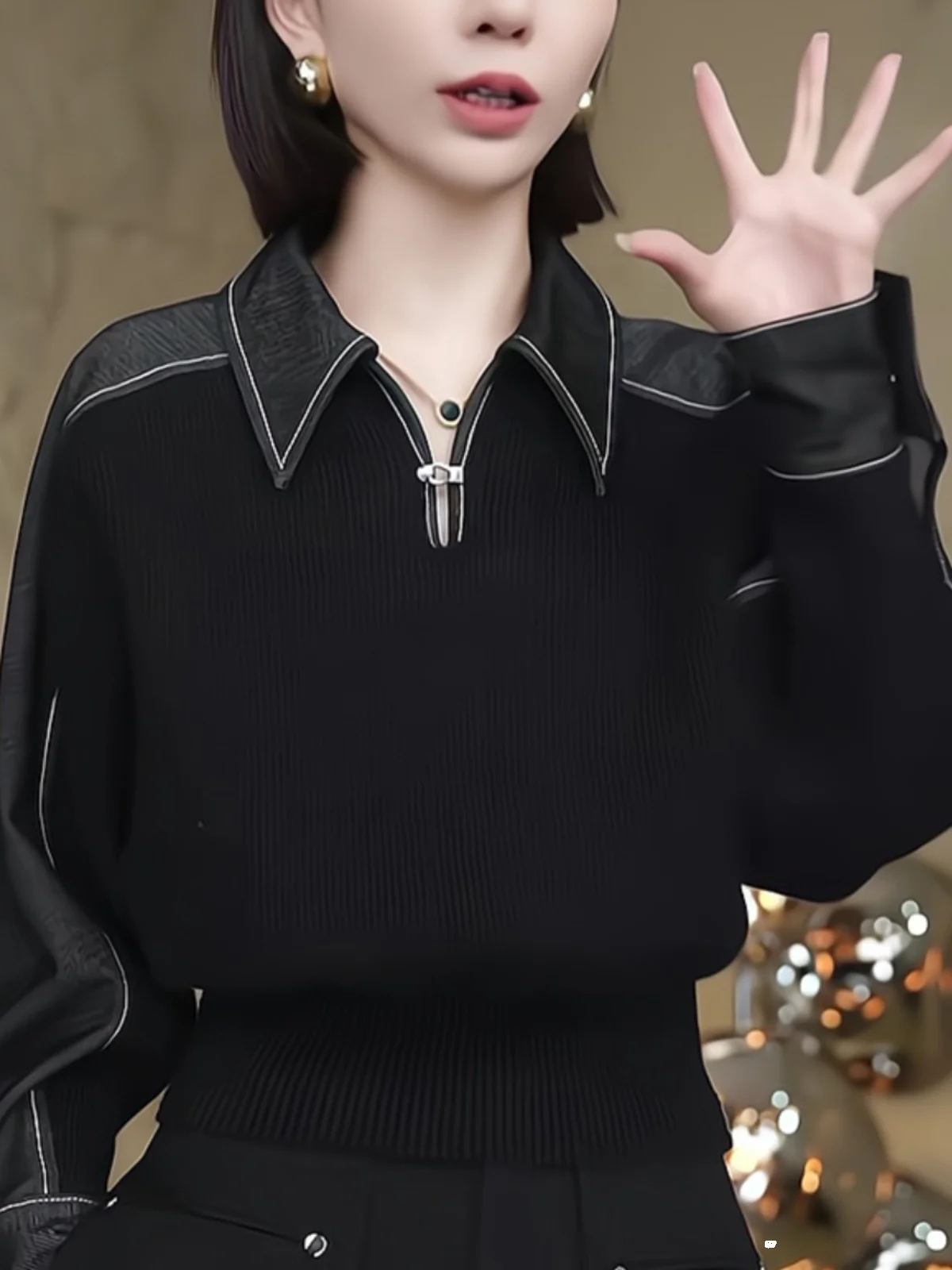 

Ele Autumn Winter Long Sve Overhead Women's Faionable Top Trendy High End Casual Comfortable Korean Sle Loose Fit