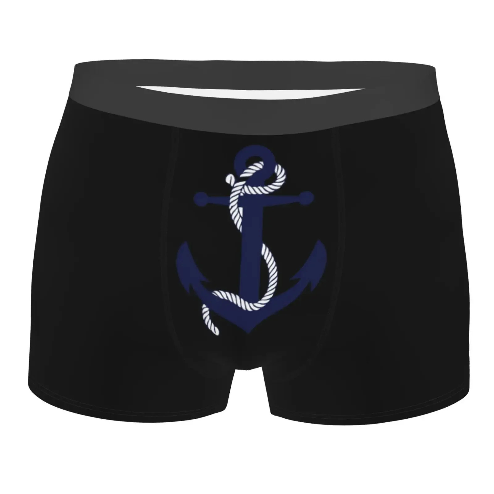 Blue And White Anchor With Rope Print Man's Boxer Briefs Breathable Funny Underwear High Quality Print Shorts Gift Idea