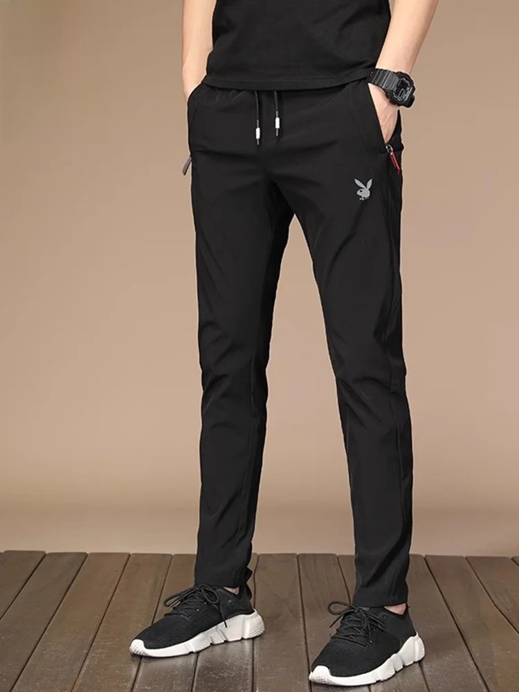 

Men's Slim Fit Sports Pants Spring 2024 Trendy Bla Versatile Casual Trousers Youthful Energy Resistant Crease