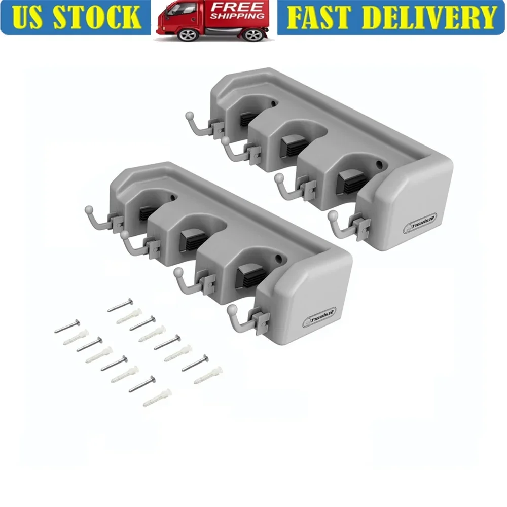 

Настенный органайзер для хранения из 2 шт., гаражная стойка, регулируемые прорезы, крючки, швабры, метлы, садовые инструменты, утилита, домашнее хранение