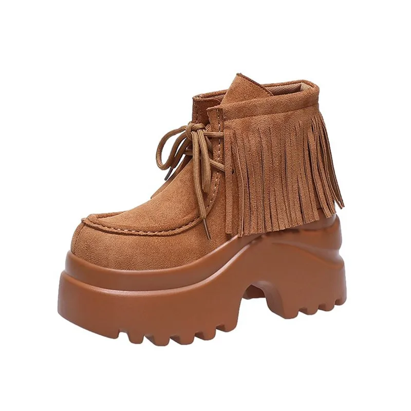 

Роскошные женские ботильоны на платформе, обувь на высоком каблуке, новинка зимы 2025, повседневная обувь на шнуровке, массивные туфли-лодочки, ботинки челси Mujer Zapatos