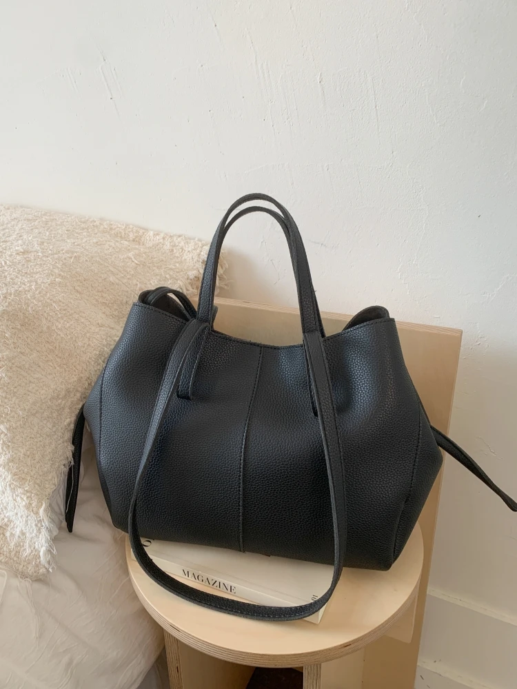 

Повседневная сумка-тоут для женщин, большая вместительная сумка через плечо, простая однотонная корейская сумка-тоут с ручкой, женская сумка с мишкой