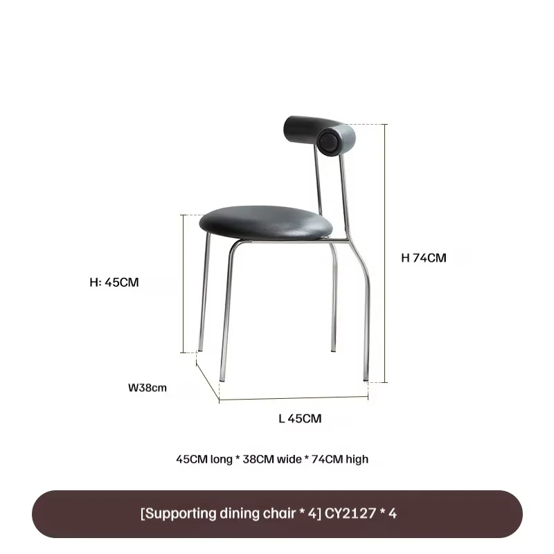 Cream Style Premium Small Stackable Dining Chairs Rock Slab Table Top Dining Room Table and Chairs