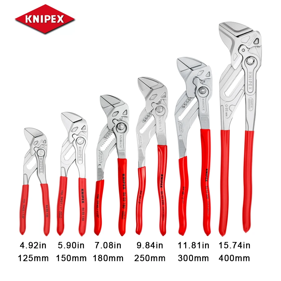 KNIPEX Pliers Wrench Chrome Plated Adjustable Plumbing Plier 8603125 8603150 8603180 8603250 8603300 8603400