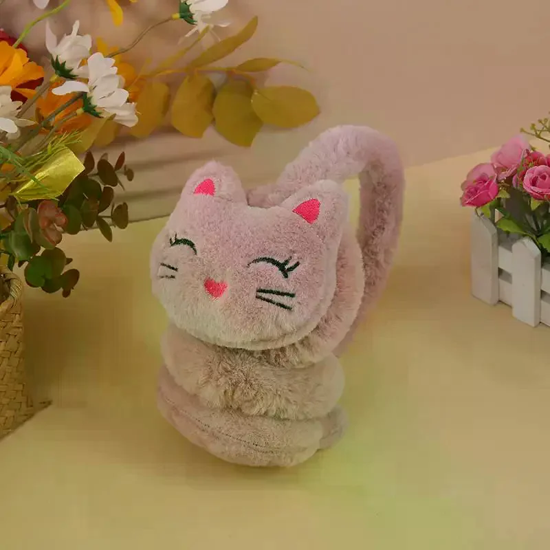 Cartoon Korean Version Autumn And Winter Plush Warm Earmuffs, Plush Cute Cat Earmuffs Protect Ears From Cold