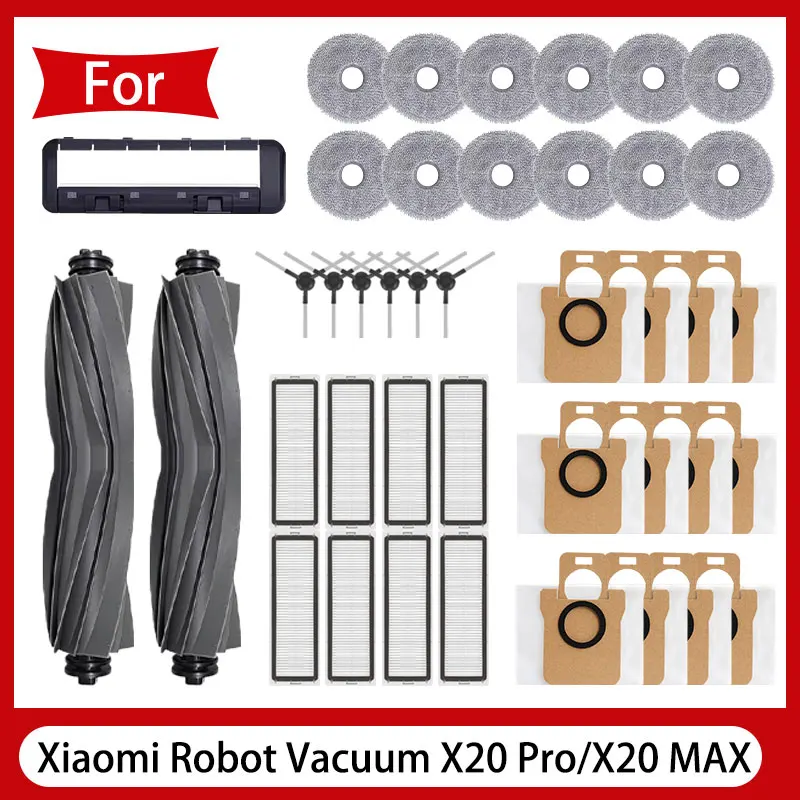 Voor Xiaomi Robot Vacuüm X20 Max/X20 Pro/D109GL/D102GL accessoires Hoofdrol Zijborstel, Hepa Filter, Mop, Stof verzamelde zak