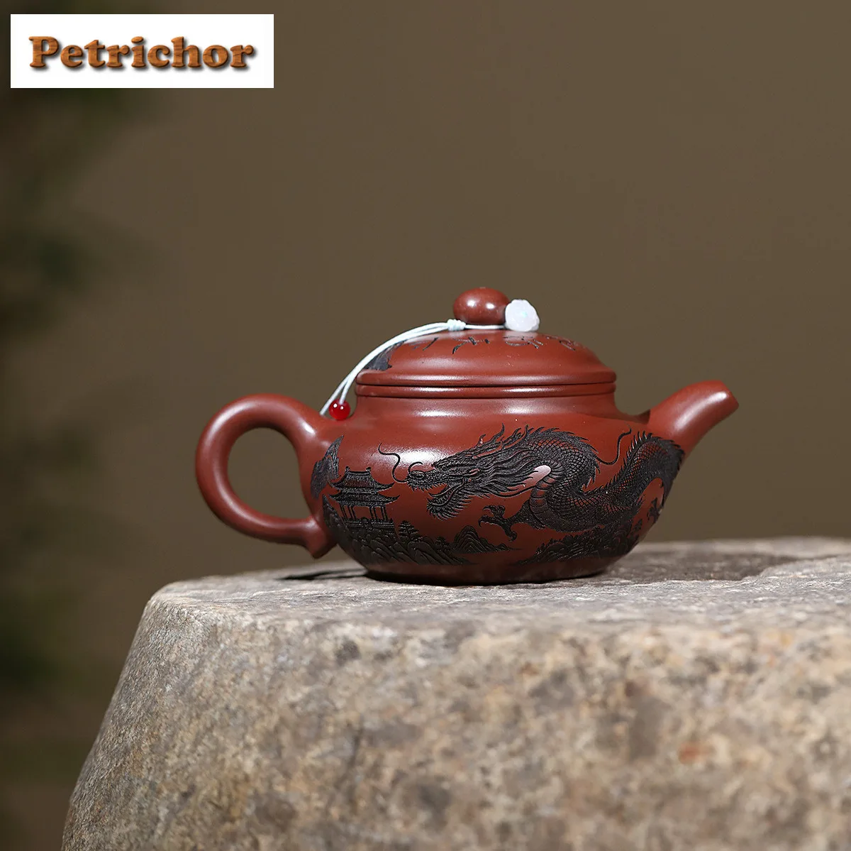 

340ml Boutique Yixing Purple Clay Teapot Handmade Dragon Antique Pot Raw Ore Dragon's Blood Sand Tea Soaking Kettle Zisha Teaset