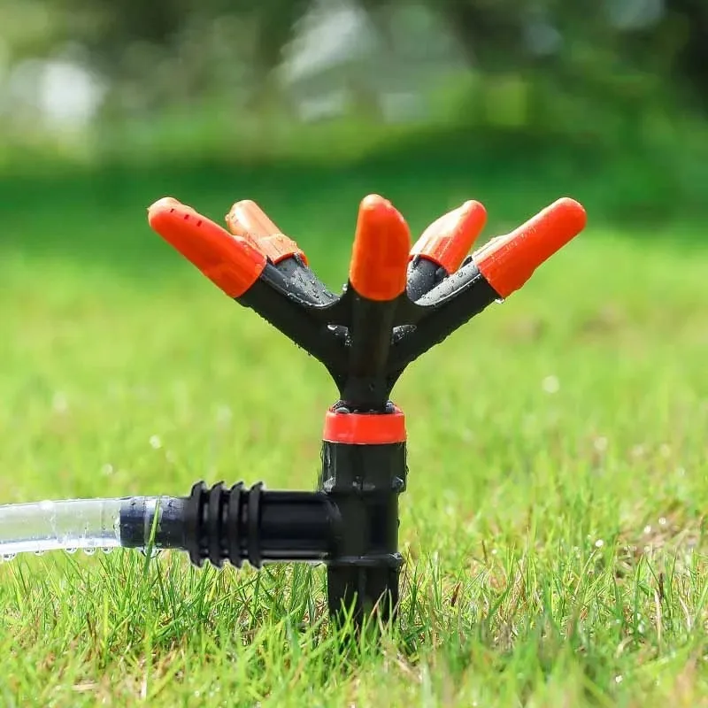 360° Rotating Sprinkler Head, 5-Nozzle Automatic Garden Sprinkler for Lawn & Landscape Irrigation