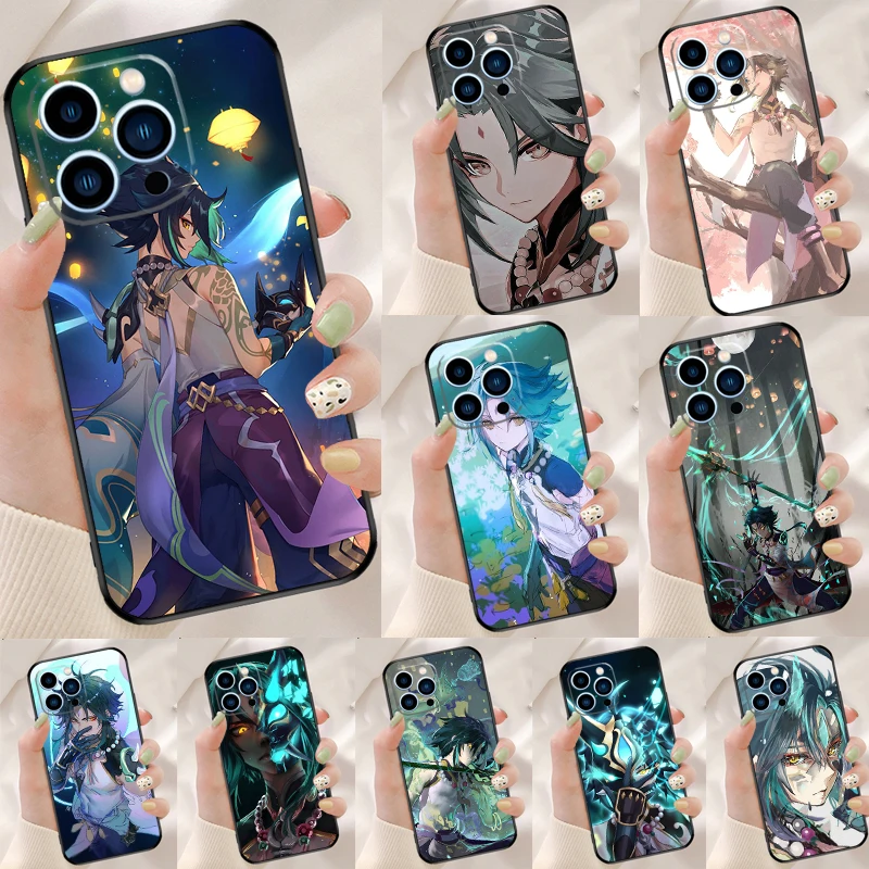 Xiao Genshin Impact Case For iPhone 15 14 XR X XS Max Plus SE2 11 12 13 16 Pro Max Cell Phone Cover Casing Coque