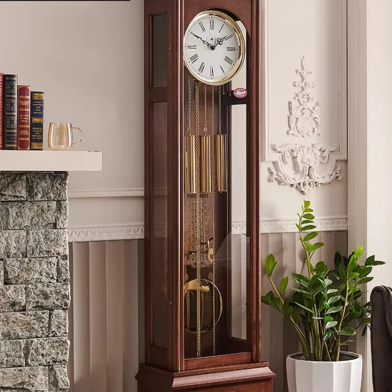 

New Chinese floor clock Living room Chinese retro large seat clock American mechanical pendulum clock Modern and simple