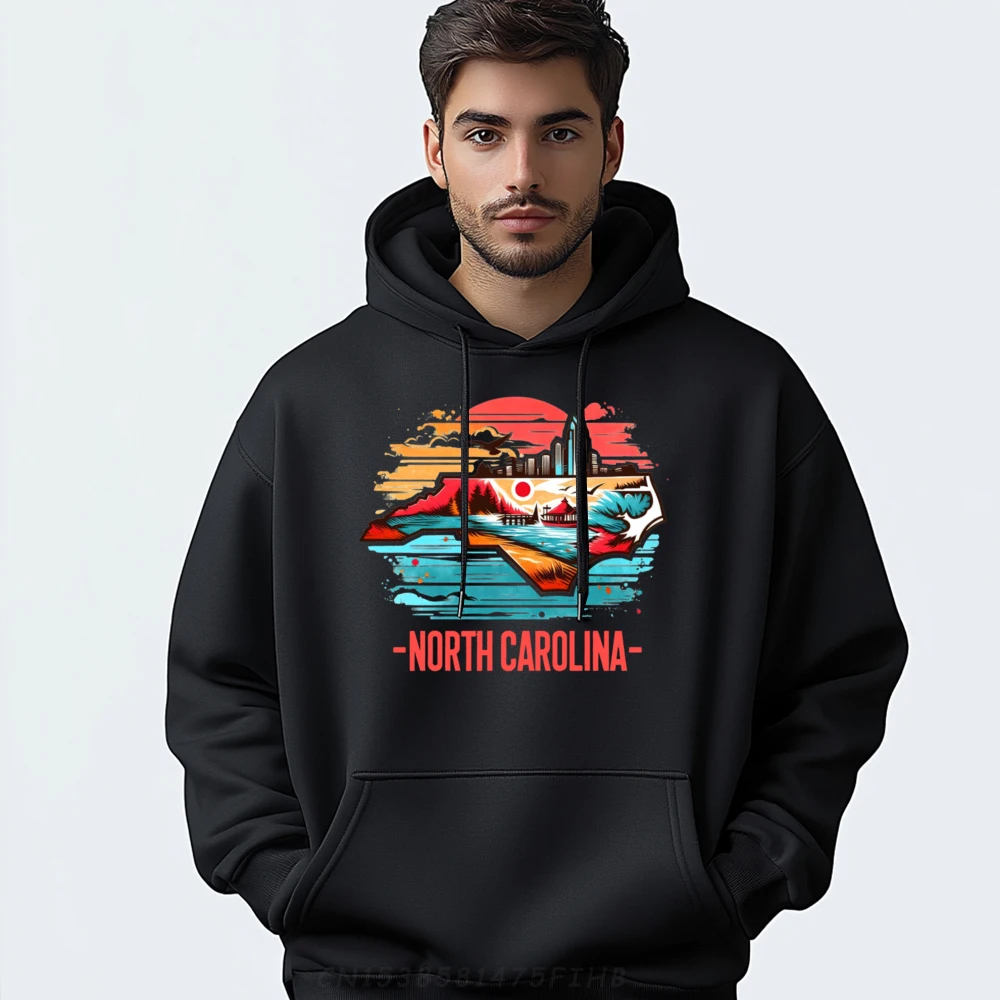 

Retro Us Map Travel Hoodie North Carolina Adventure Men Graphic Tees Summer Sweatshirts For Men New Years Eve