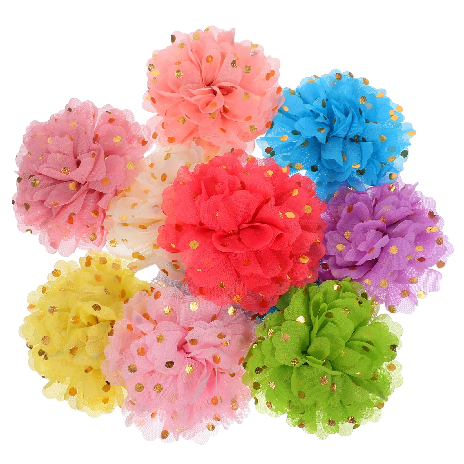 

10Pcs Dog Collar Flowers Accessory Elegant Dot Pattern Fabric Flower for Pet Neck Collar Charm Stylish Look Multi-Occasion Use
