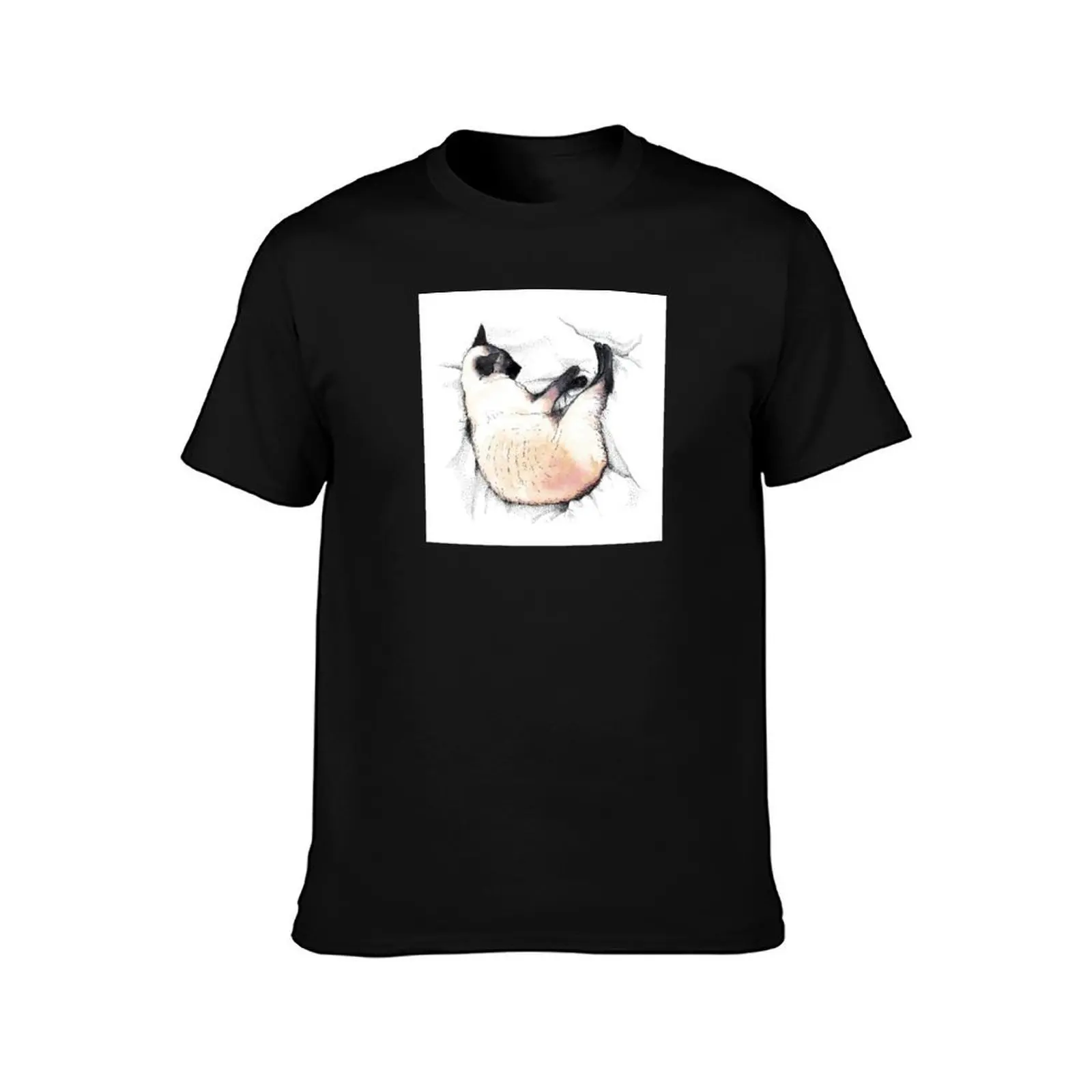 Siamese cat enjoying a duvet day T-Shirt Lightweight Basic Short Sleeve Shirt T-Shirt
